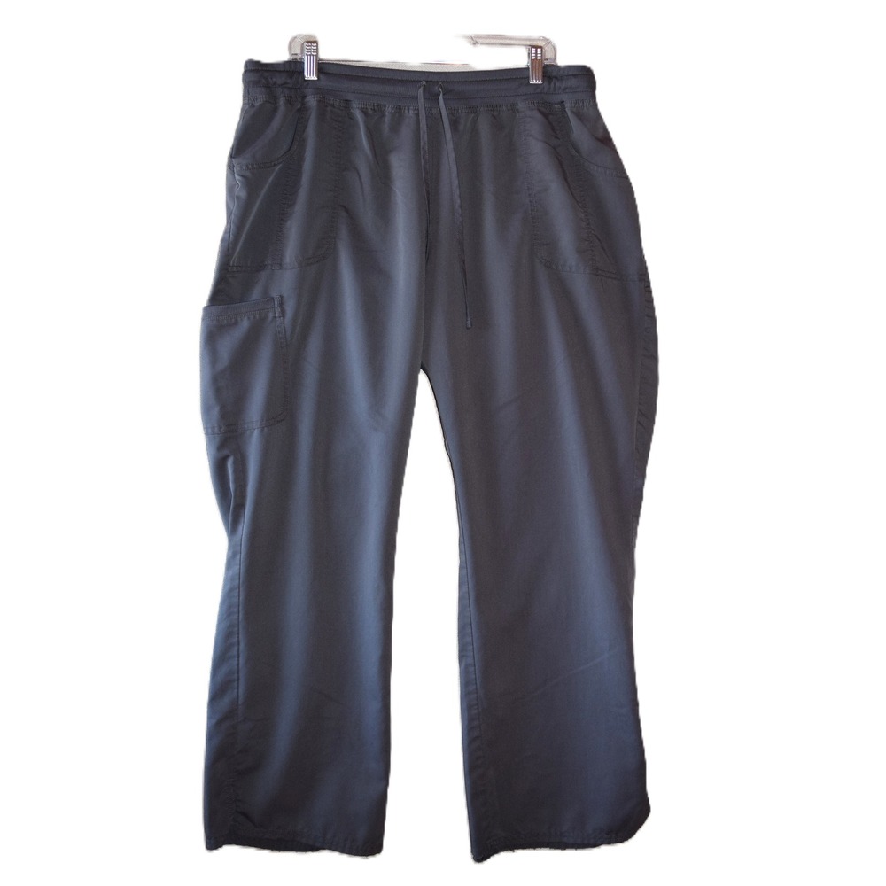 Scrubstar Cargo Scrub Pants Women XL Dark Gray Good Drawstring Medical Uniform